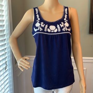 Stylish Sleeveless top with embroidered neckline.